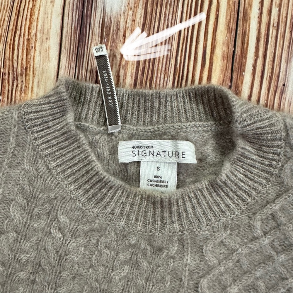 Nordstrom Signature Cashmere Cable Knit Women's Sweater Sz Small 100% Cashmere - Picture 4 of 10